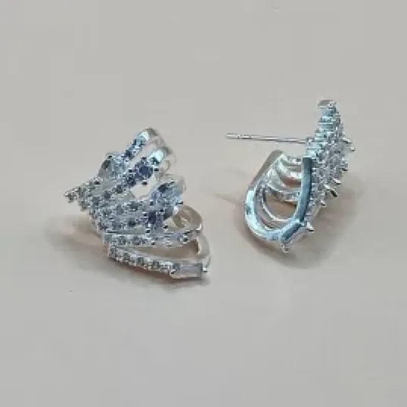 Brinco Ear Cuff Microzirconias c/ Pedra Cristal