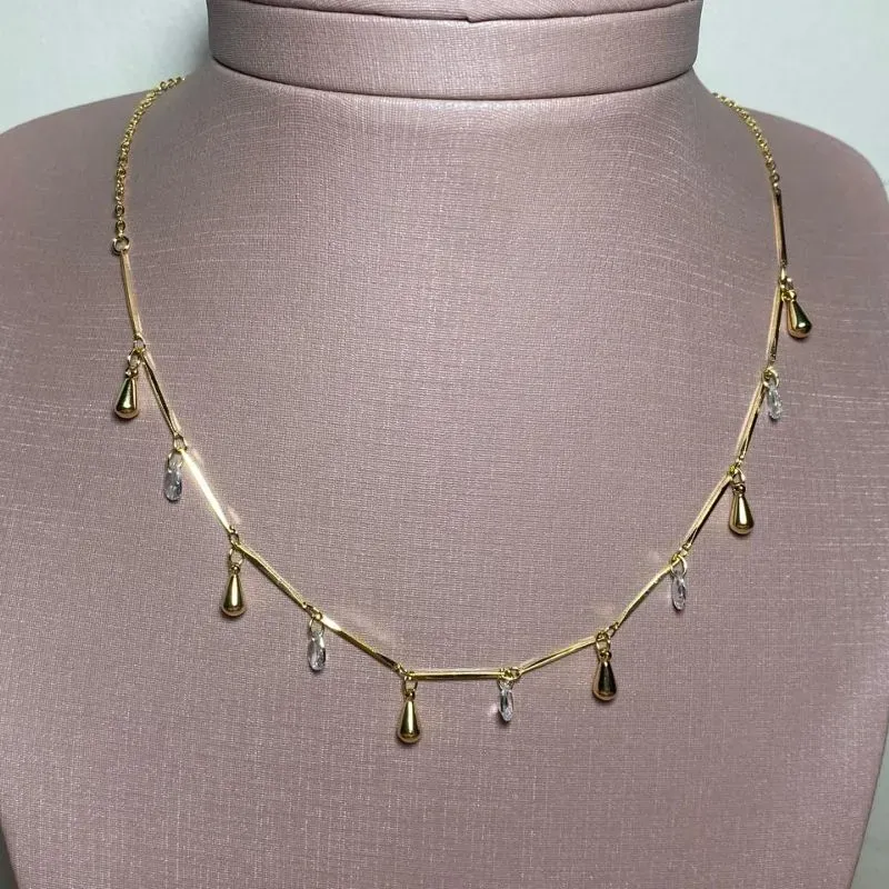 Choker Gotas Maciças e Brilhantes