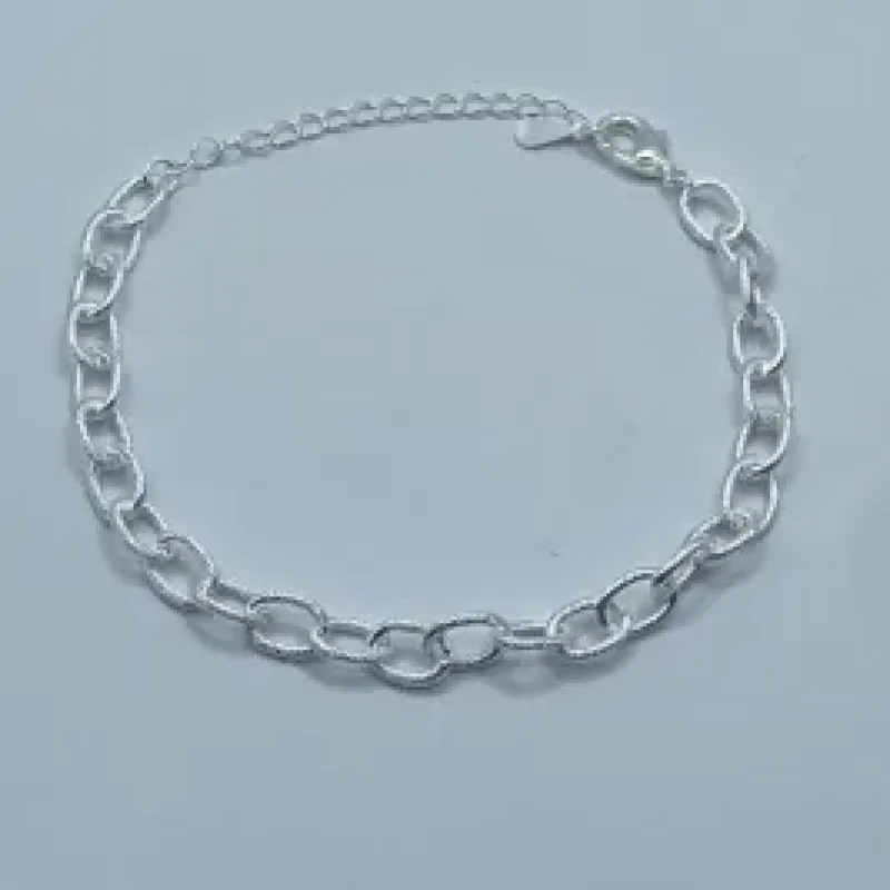 Pulseira Elo Oval Lixado Prata