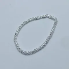 Pulseira de Corda Trançada 4mm Fecho Italiano 21 cm Prata